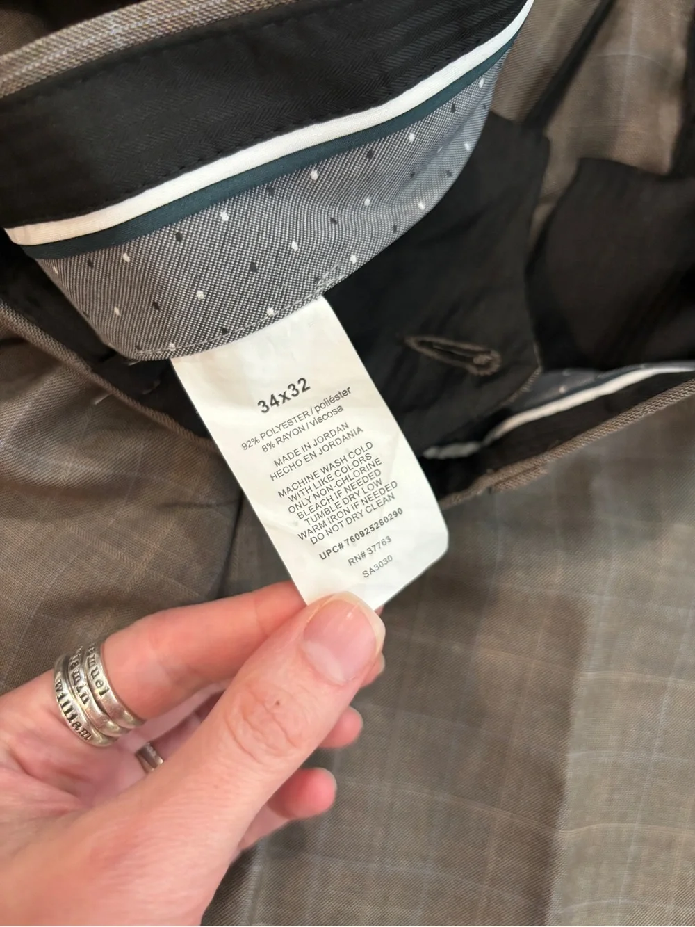 Perry Ellis Plaid Gray Brown Dress Pants Size 34